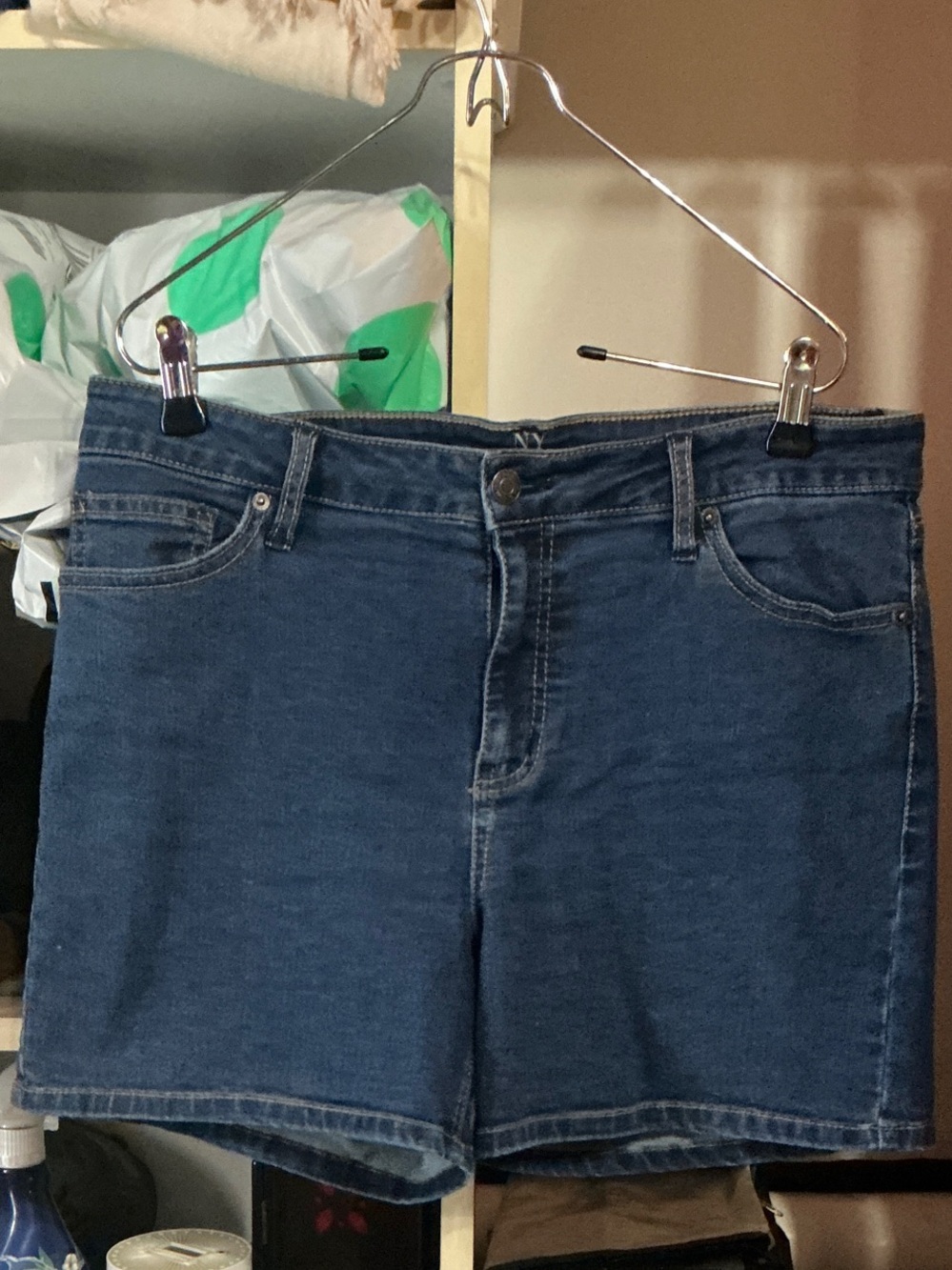 New York & Company Indigo Blue High-Rise Jean Shorts